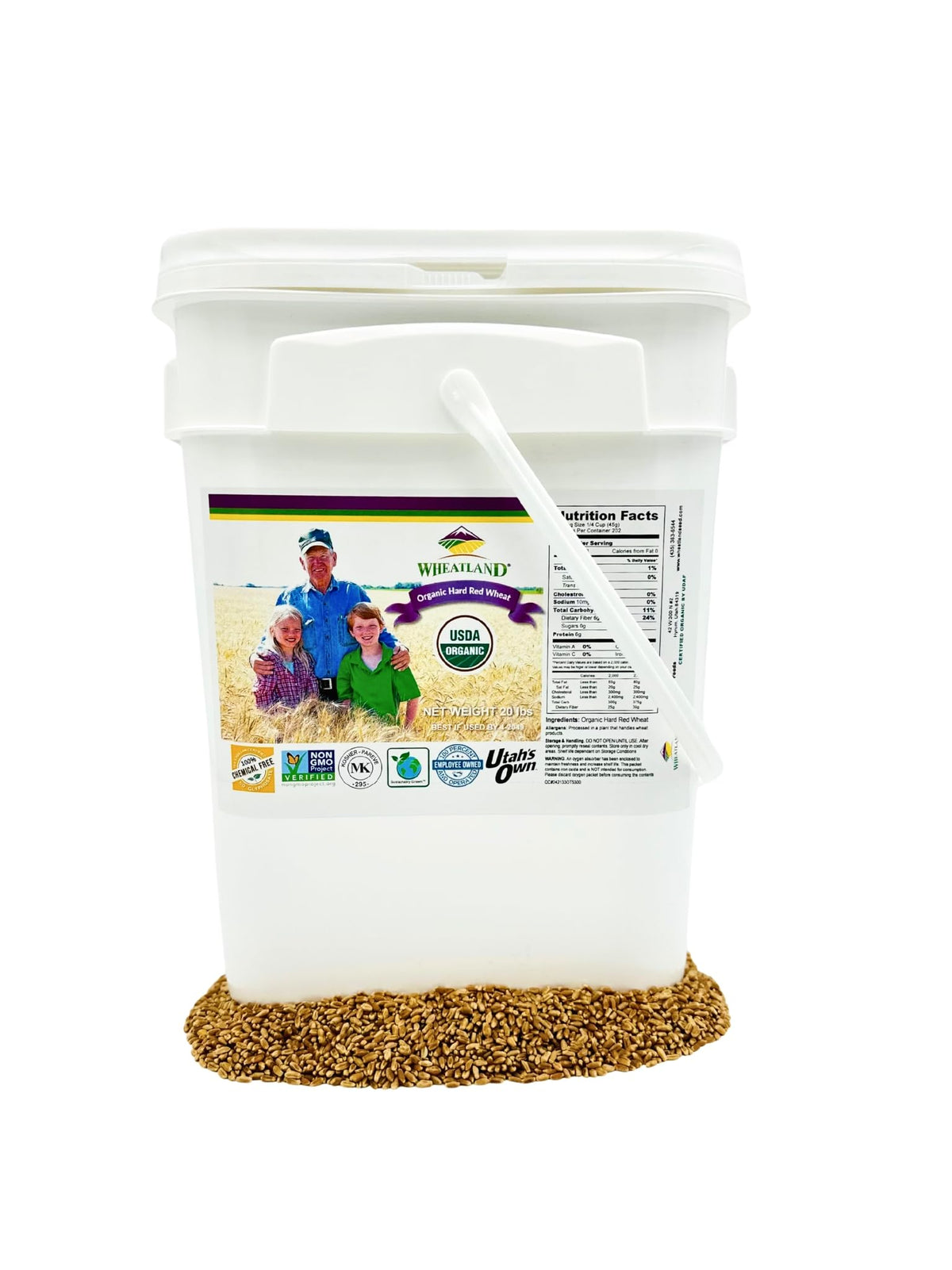 Organic Hard Red Wheat Berries 20lb Bucket S613418