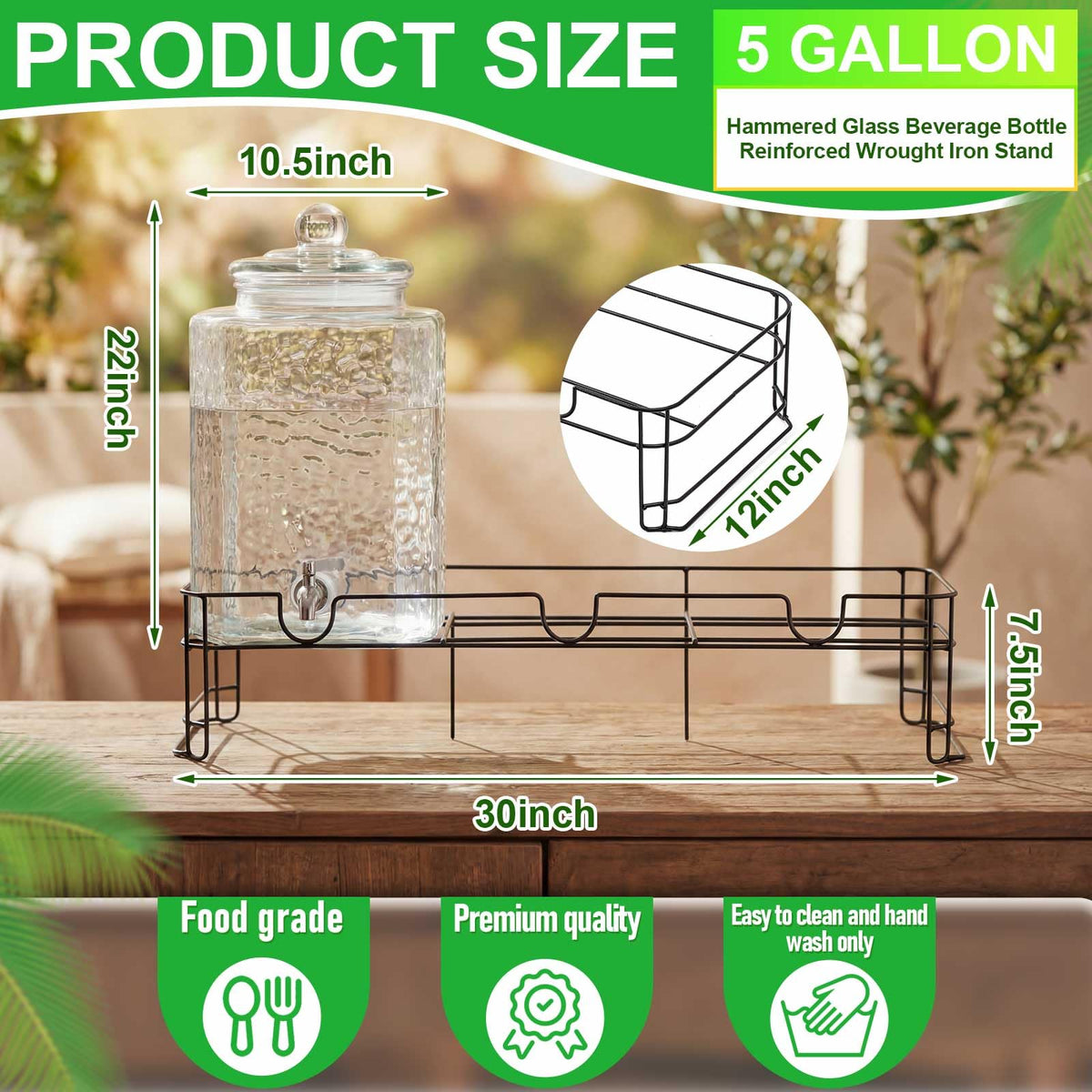 3 Pack 5 Gallon Glass Drink Dispensers with Stand X62082