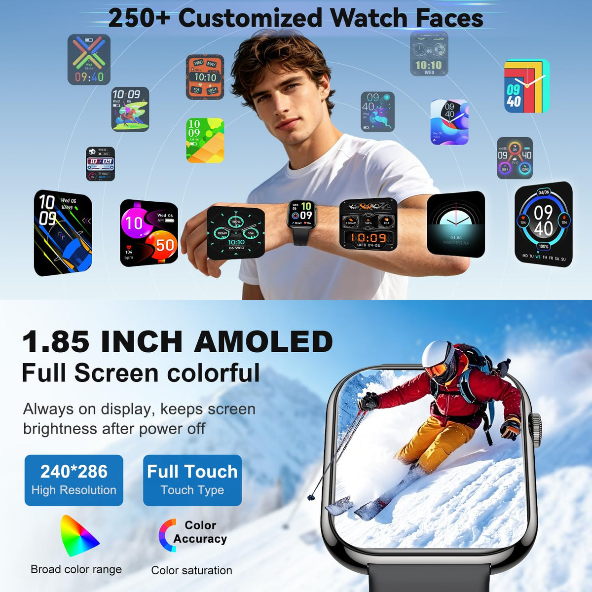 1.85" HD Touchscreen IP68 Waterproof Smart Watch W4507