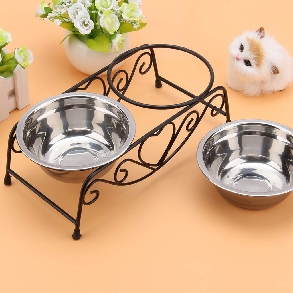 Double Stainless Steel Elevated Dog Bowls with Iron Stand G13662