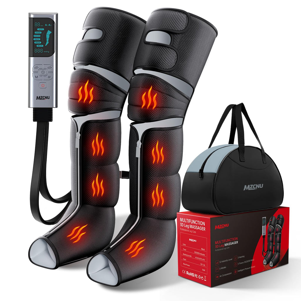 Black Leg Compression Massager with Heated Knee B194