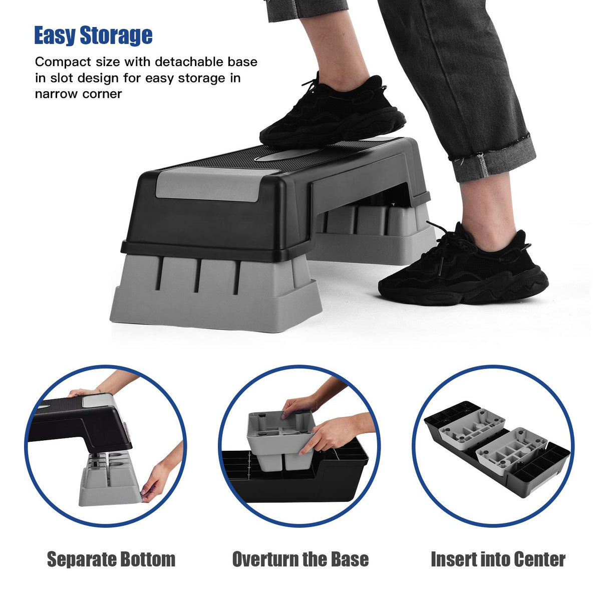 Adjustable Non-slip Aerobic Step Platform with Risers D97647