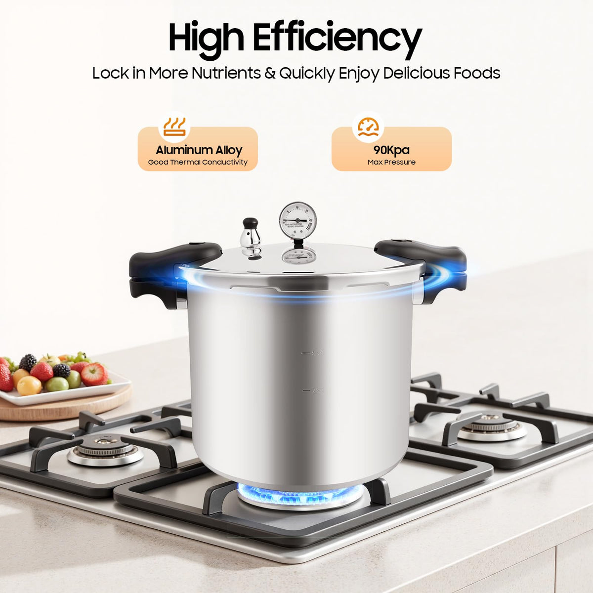 23 Quart Aluminum Pressure Cooker with Pressure Gauge & Release Valve W31712