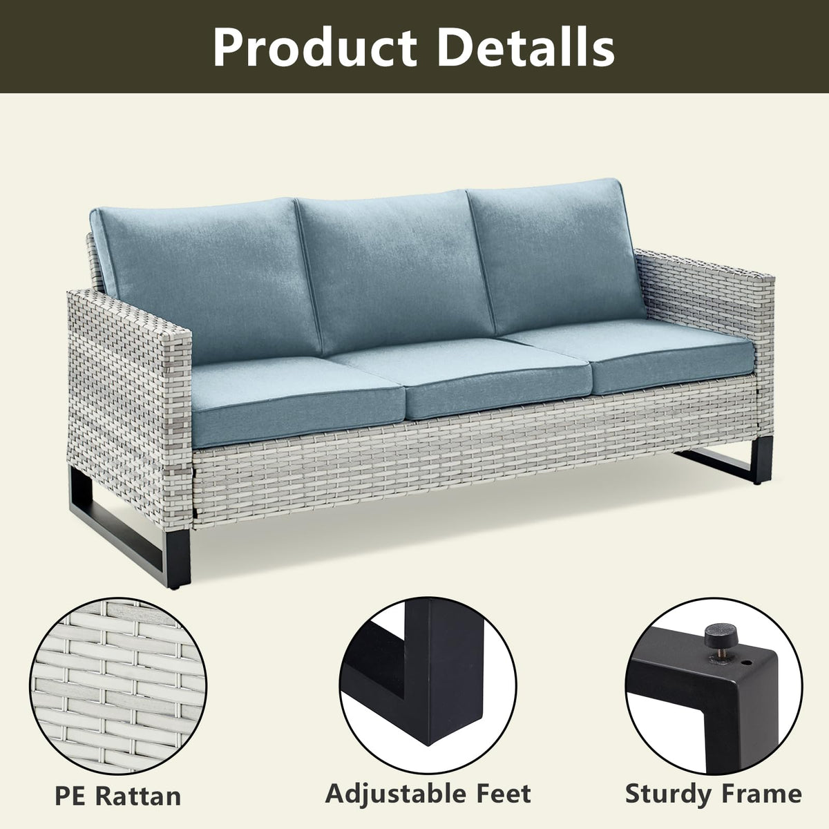 7 Piece Wicker Patio Conversation Set with Swivel Rocker Chairs and Ottoman J29885
