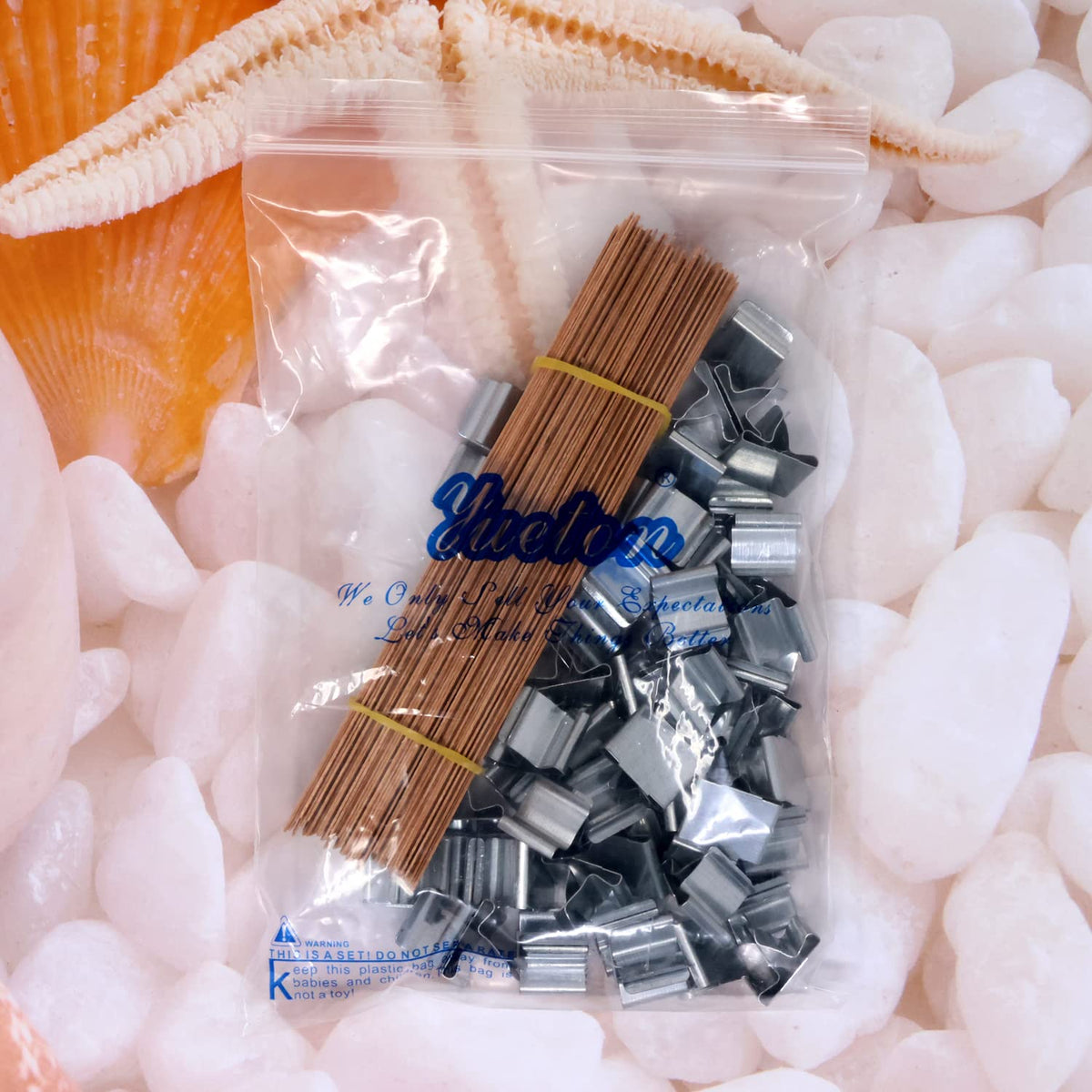 50PCS Crackling Wooden Candle Wicks with Metal Base R8786