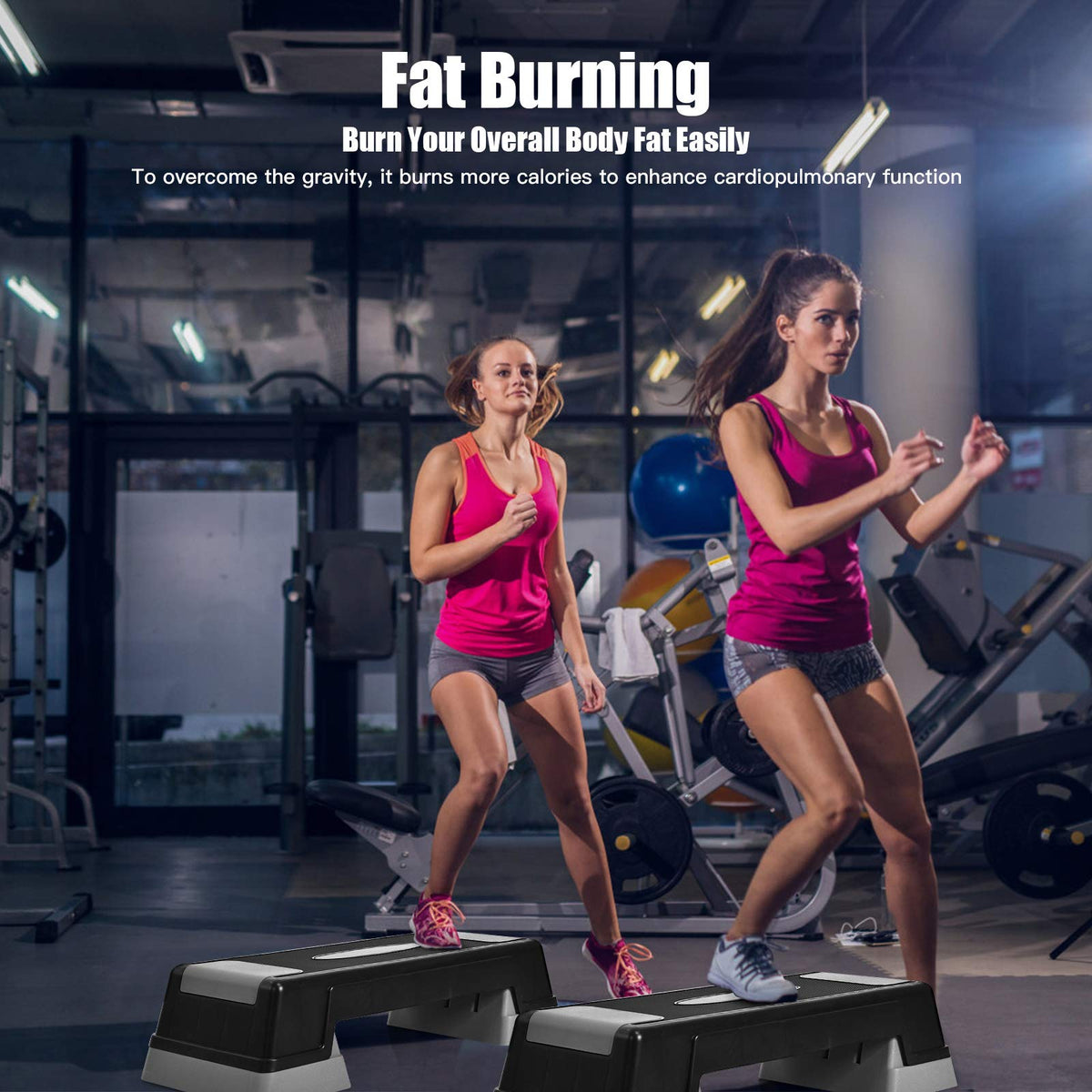 Adjustable Non-slip Aerobic Step Platform with Risers D97647