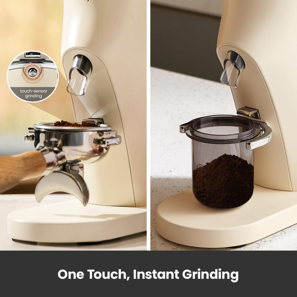 Electric Conical Burr Coffee Grinder with 60S Timer, White I804608