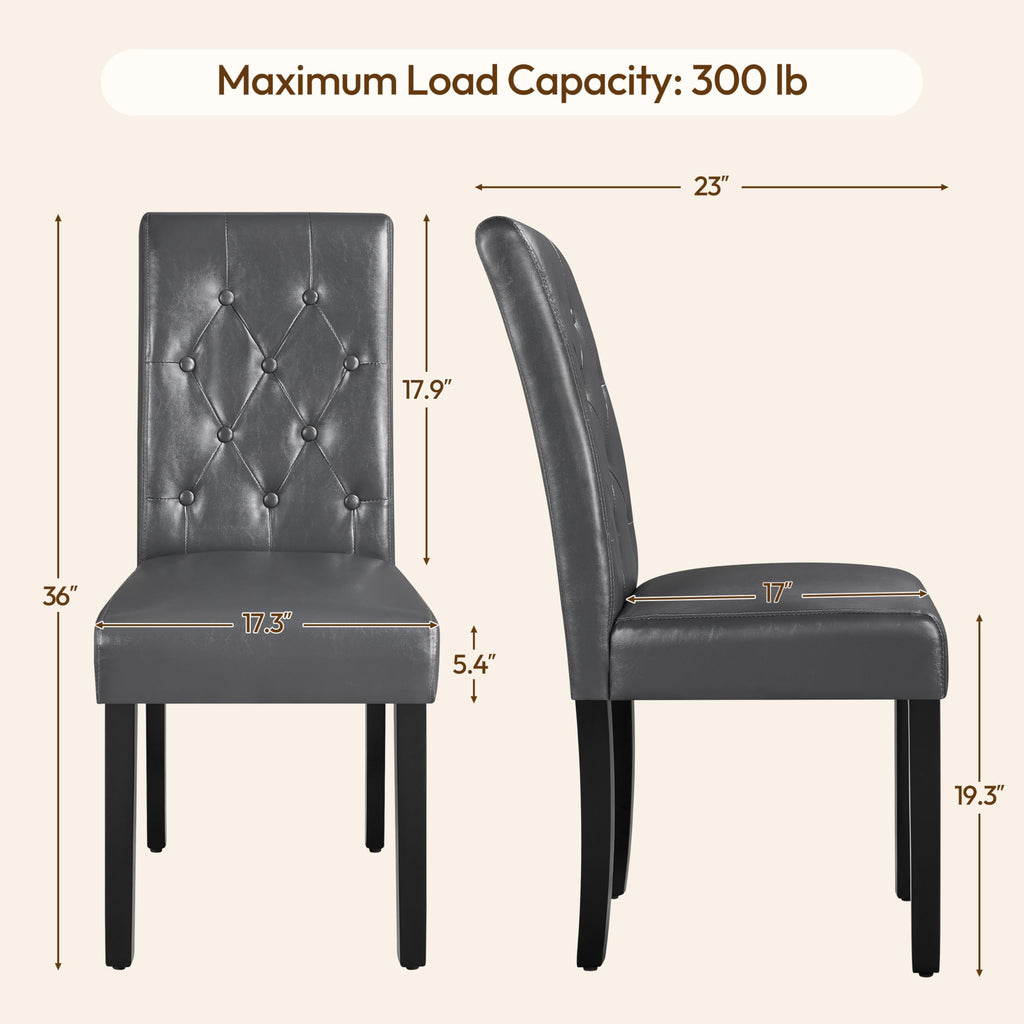 Dining Chairs Set of 2 Tufted Gray Z35317