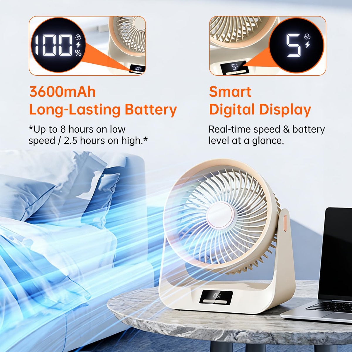 6.5 Inch 5-Speed Portable Desk Fan S17147
