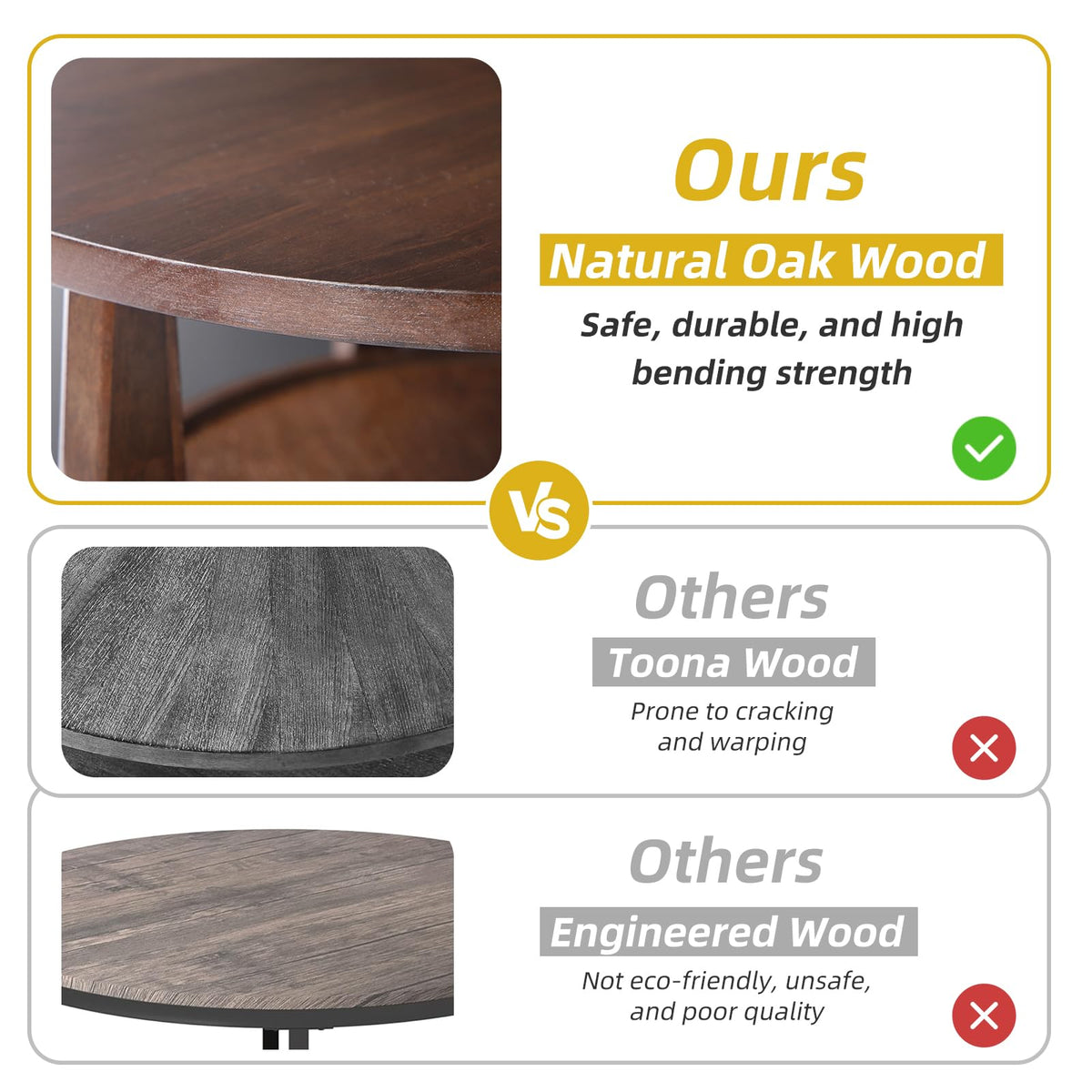 Dark Brown 2-Tier Round Coffee Table with Drawer E6310