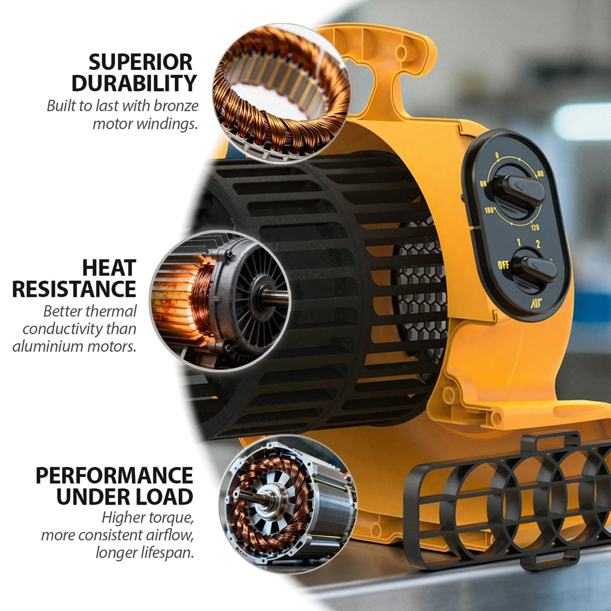 1100 CFM 3-Speed Industrial Air Mover Floor Blower Fan G385