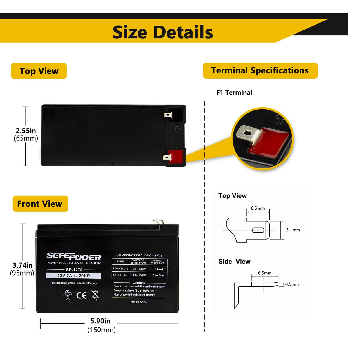 12 Volt 7ah Rechargeable Sealed Lead Acid Battery 2 Pack C1161