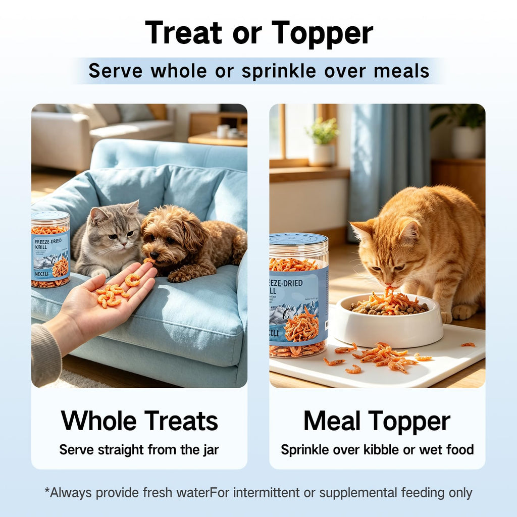 Freeze Dried Antarctic Krill Treats for Dogs & Cats, Omega-3, 4 oz D57587