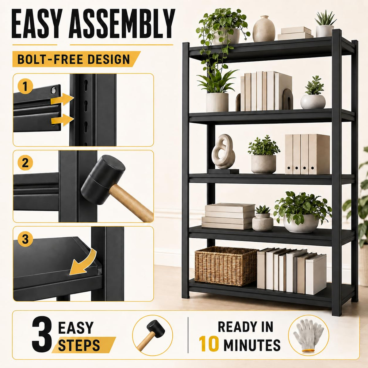 Metal Adjustable Heavy Duty Bookshelf J600