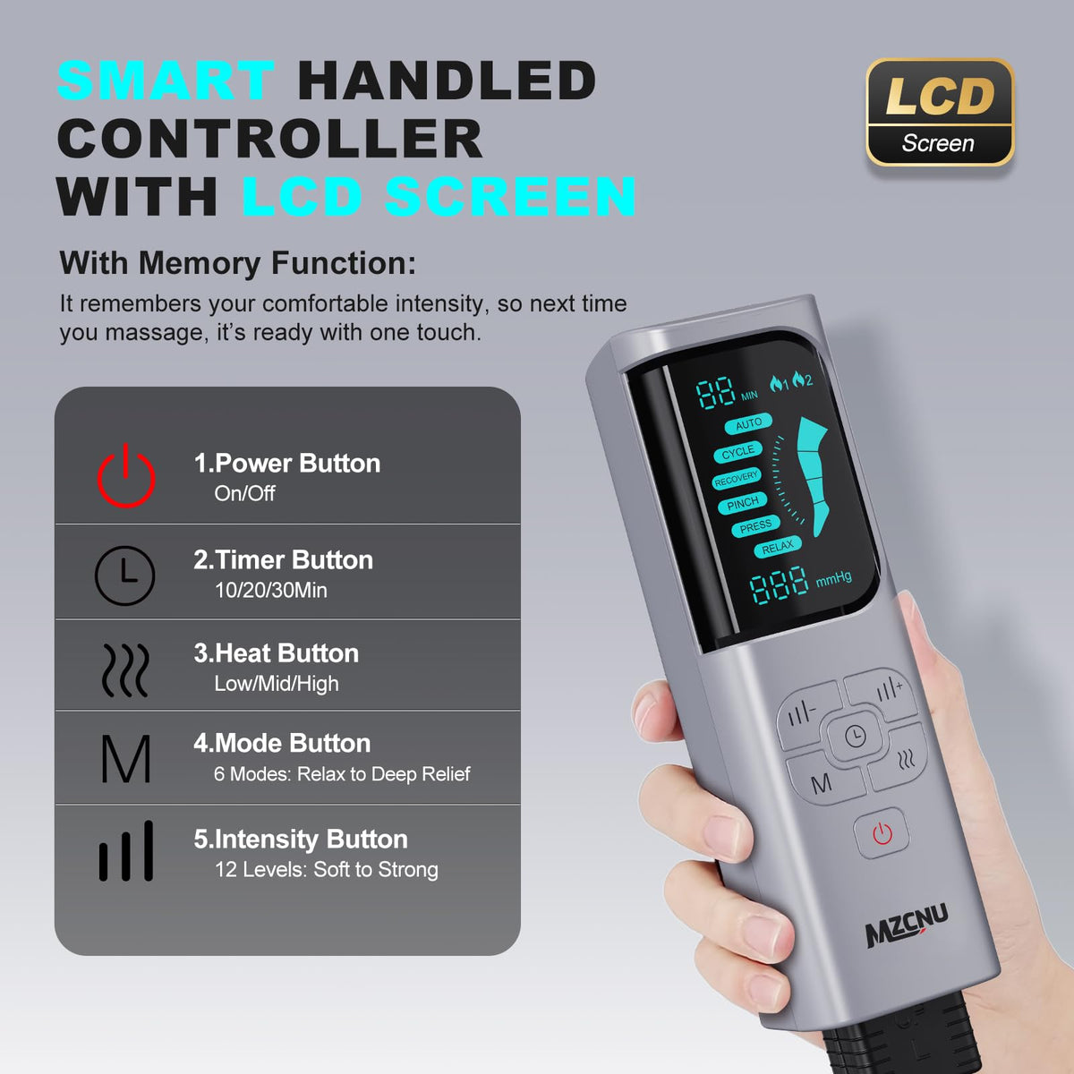 Black Leg Compression Massager with Heated Knee B194
