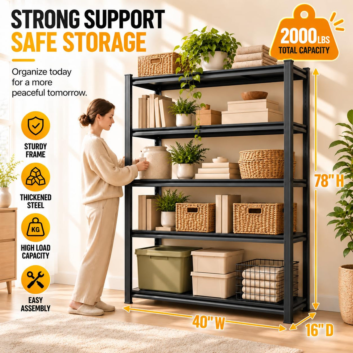 Metal Adjustable Heavy Duty Bookshelf J600