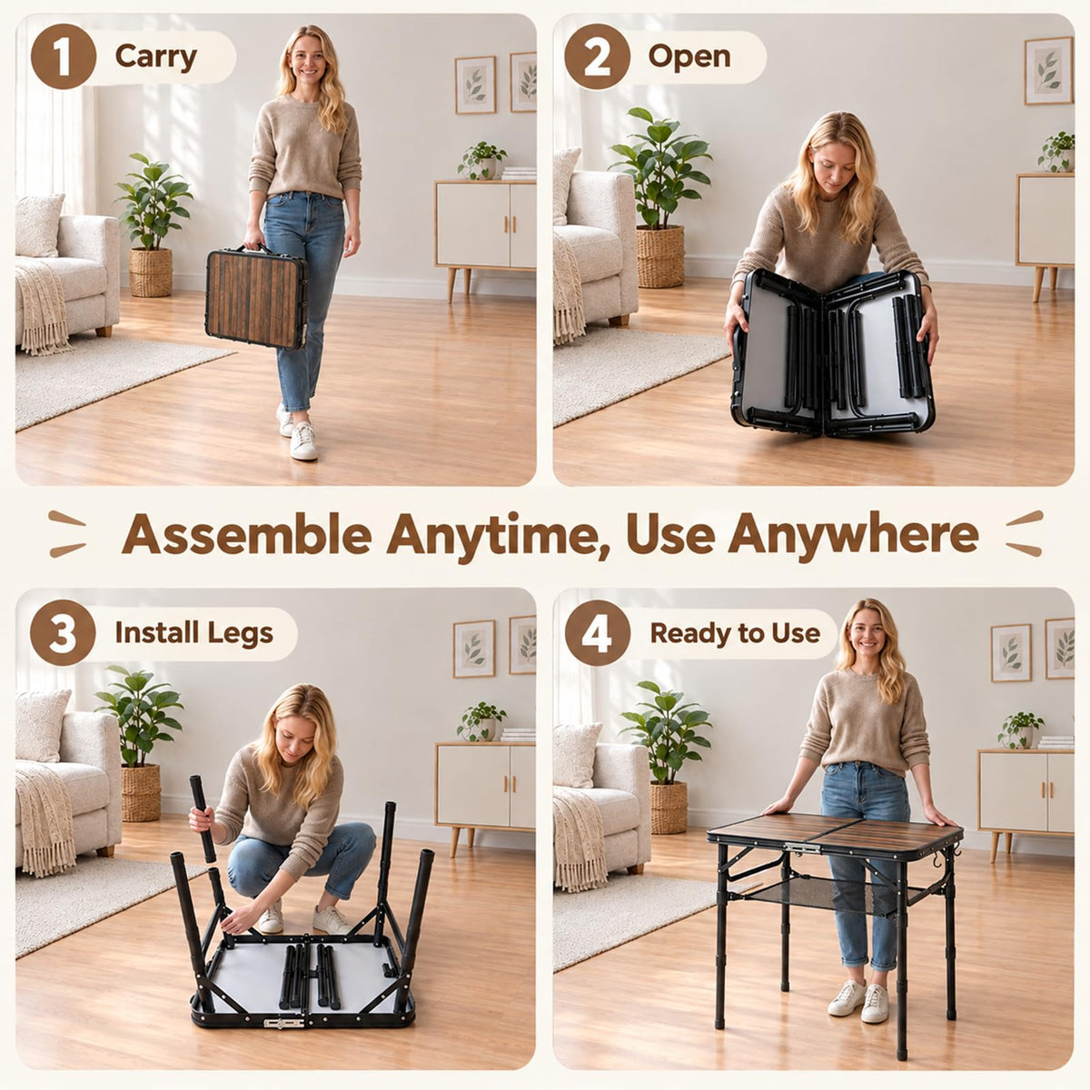 Folding Adjustable Height TV Tray Table M207933
