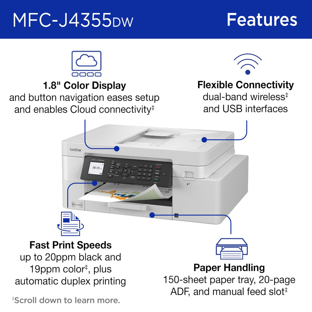 Wireless Color Inkjet All-in-One Printer with Color Display and Manual Feed Slot U795