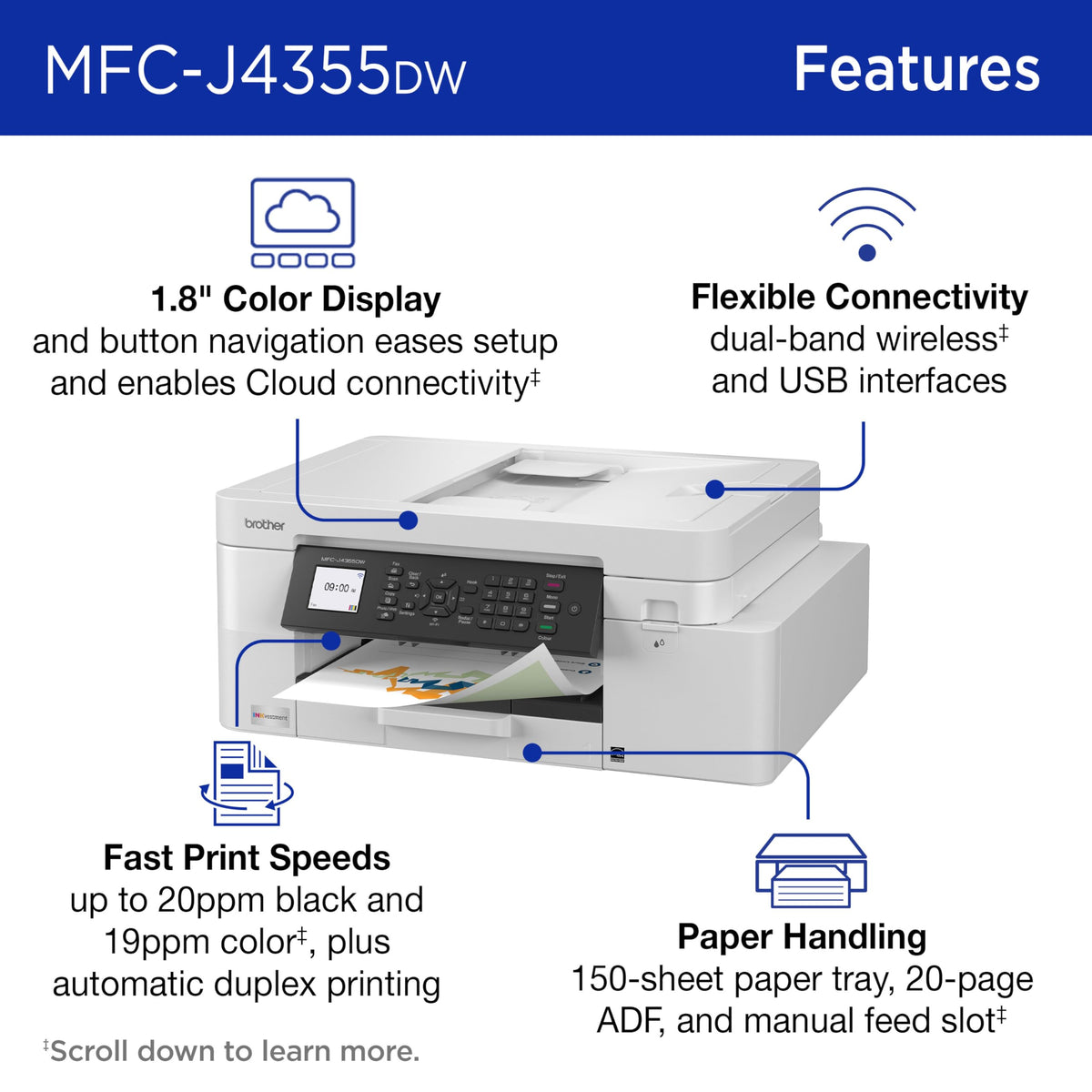 Wireless Color Inkjet All-in-One Printer with Color Display and Manual Feed Slot U795