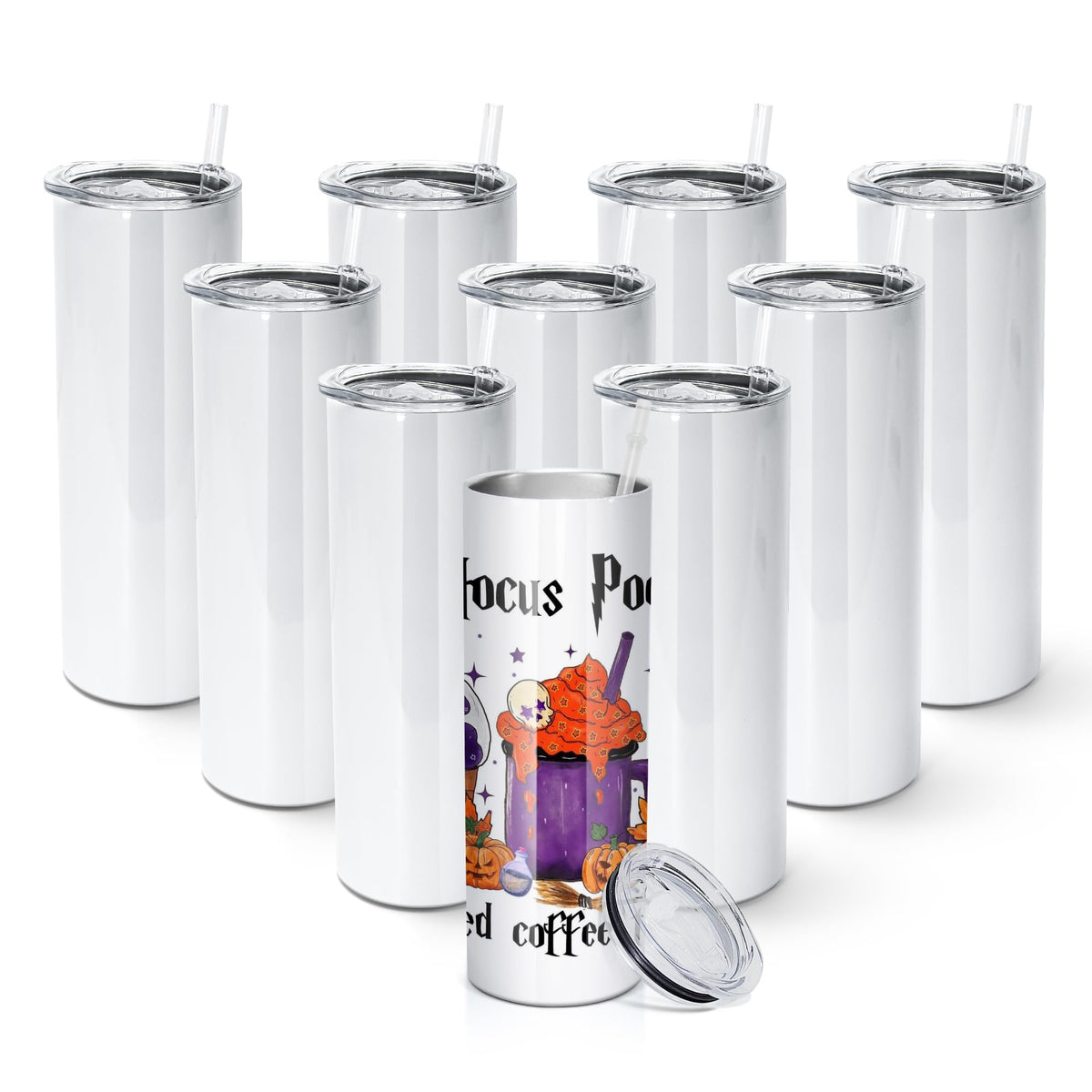 10 Pack 20 OZ Stainless Steel Insulated Tumblers with Straw U6325