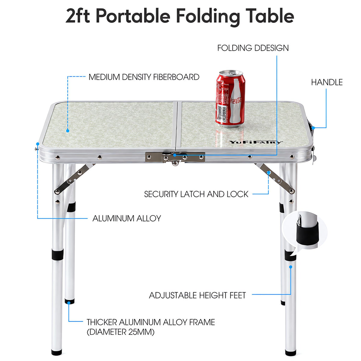 Adjustable Height Small Folding Camp Table Z3459