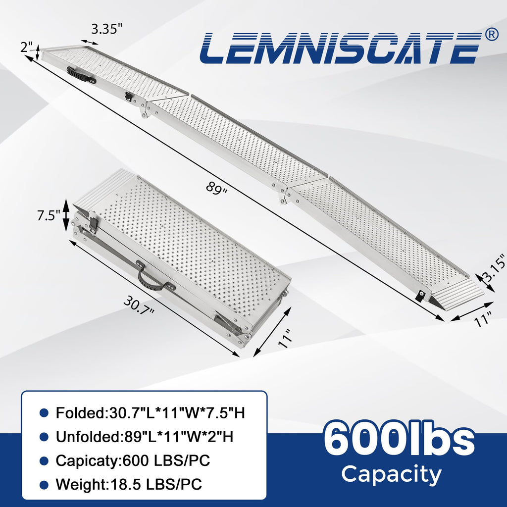 Aluminum Tri-Fold Motorcycle Ramp 600 lb Capacity G49548