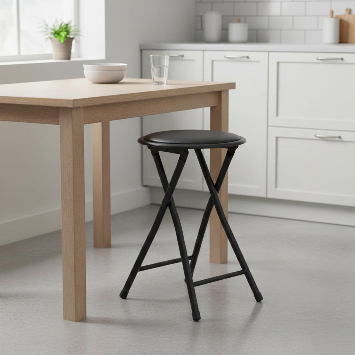 Black 18-Inch Folding Stool H2167