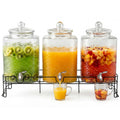3 Pack 5 Gallon Glass Drink Dispensers with Stand X62082