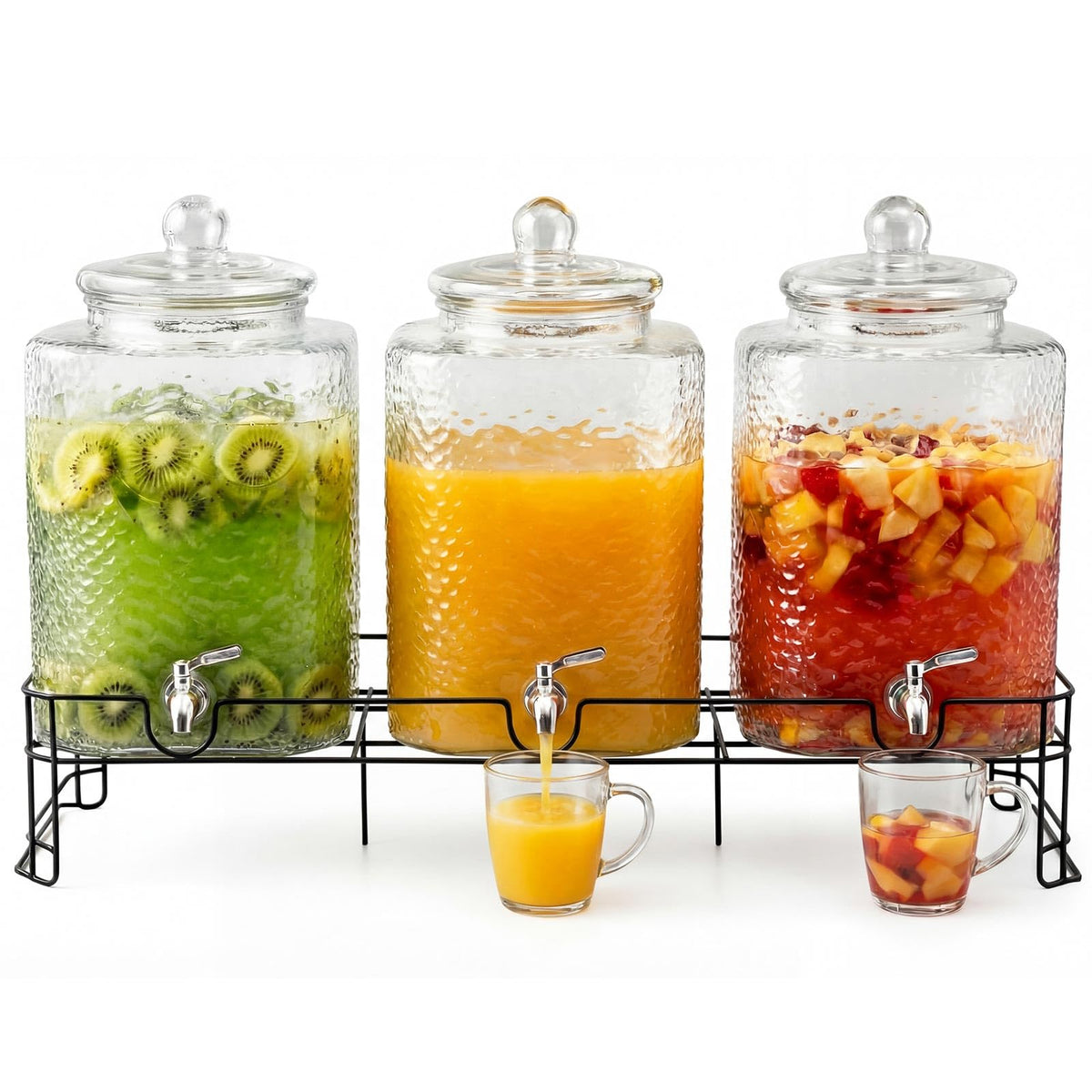 3 Pack 5 Gallon Glass Drink Dispensers with Stand X62082