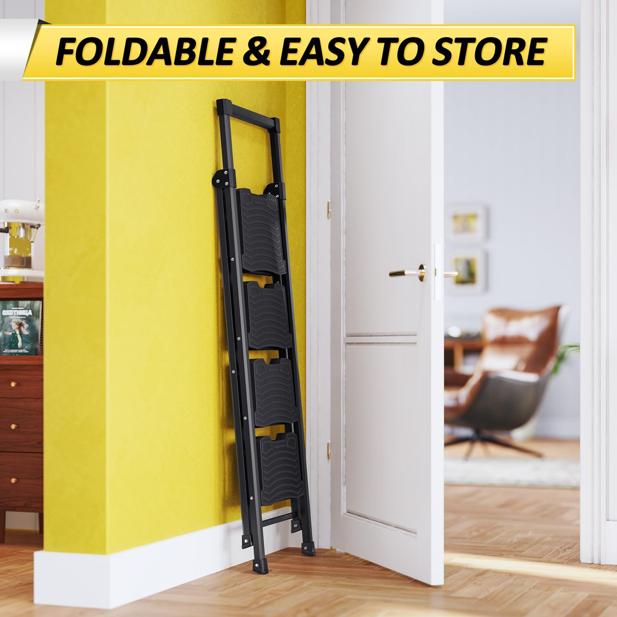 4 Step Folding Step Ladder with Handrails W486904