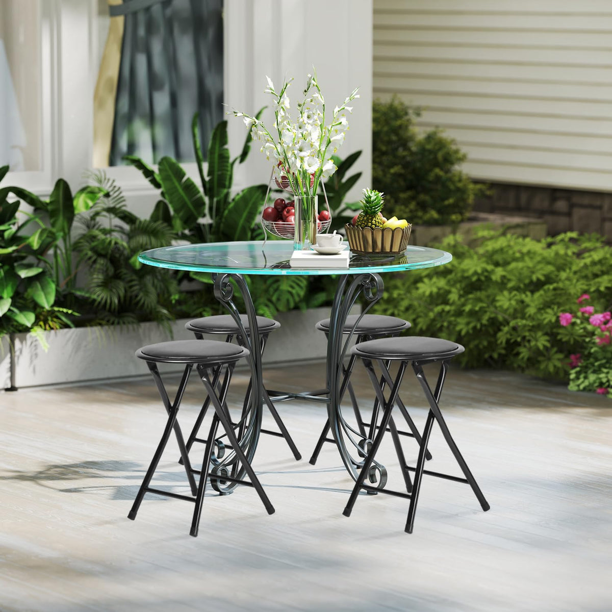 Black 18-Inch Folding Stool H2167