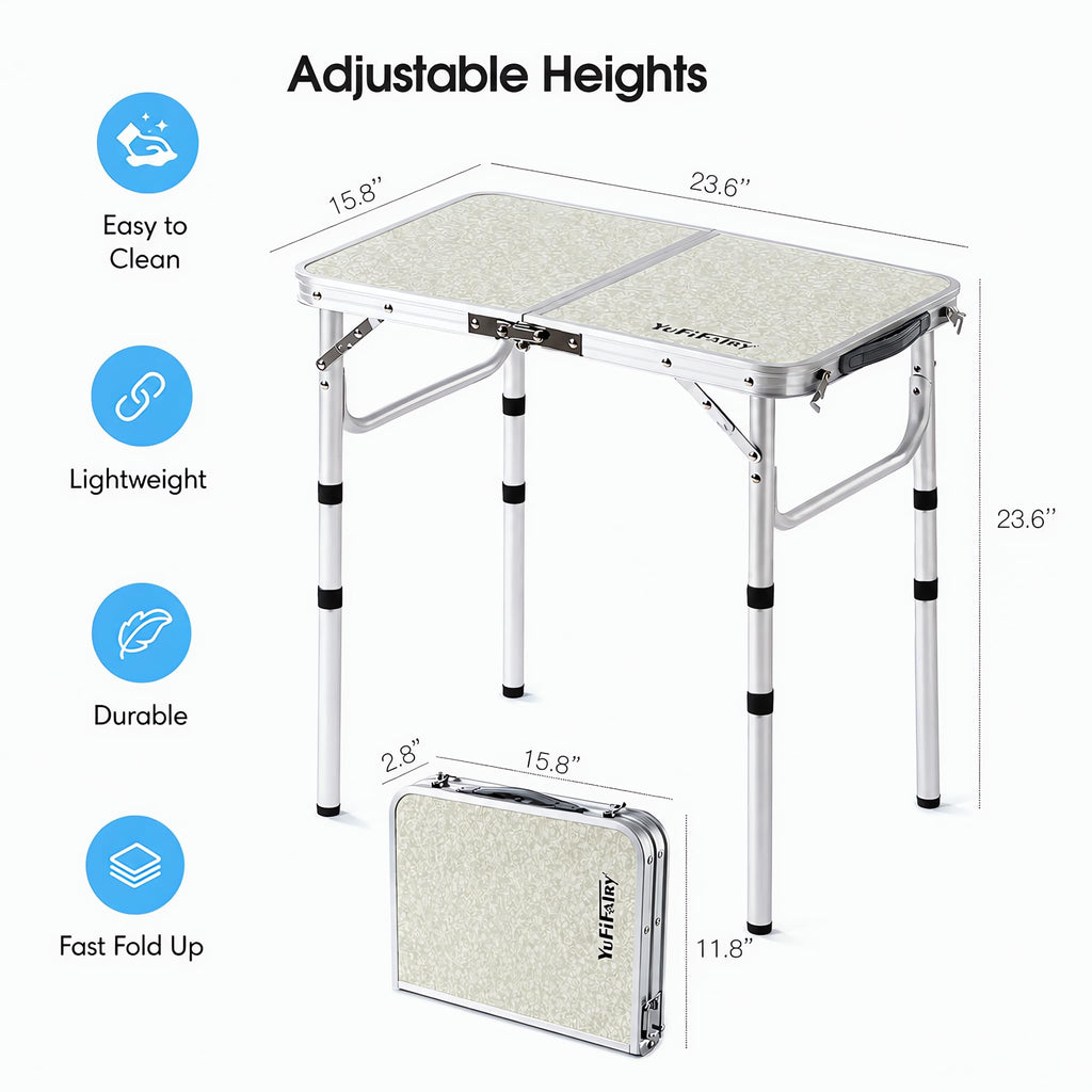Adjustable Height Small Folding Camp Table Z3459
