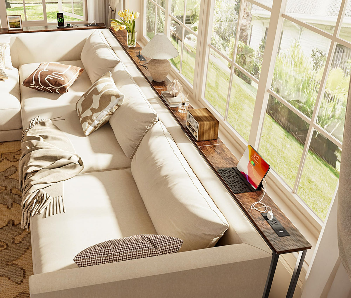 118 Inch Sofa Table with Power Outlets M2660