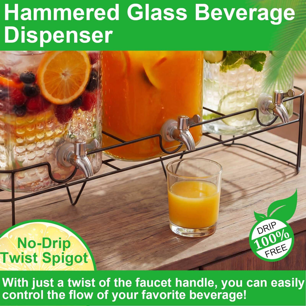 3 Pack 5 Gallon Glass Drink Dispensers with Stand X62082