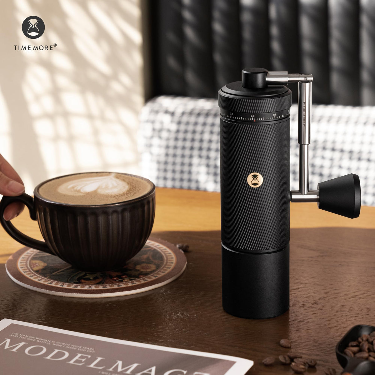 Manual Coffee Grinder with Stainless Steel Burr, Black Y70944