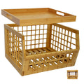Bamboo Stackable Medium Storage Bins with Serving Tray Lid U27618