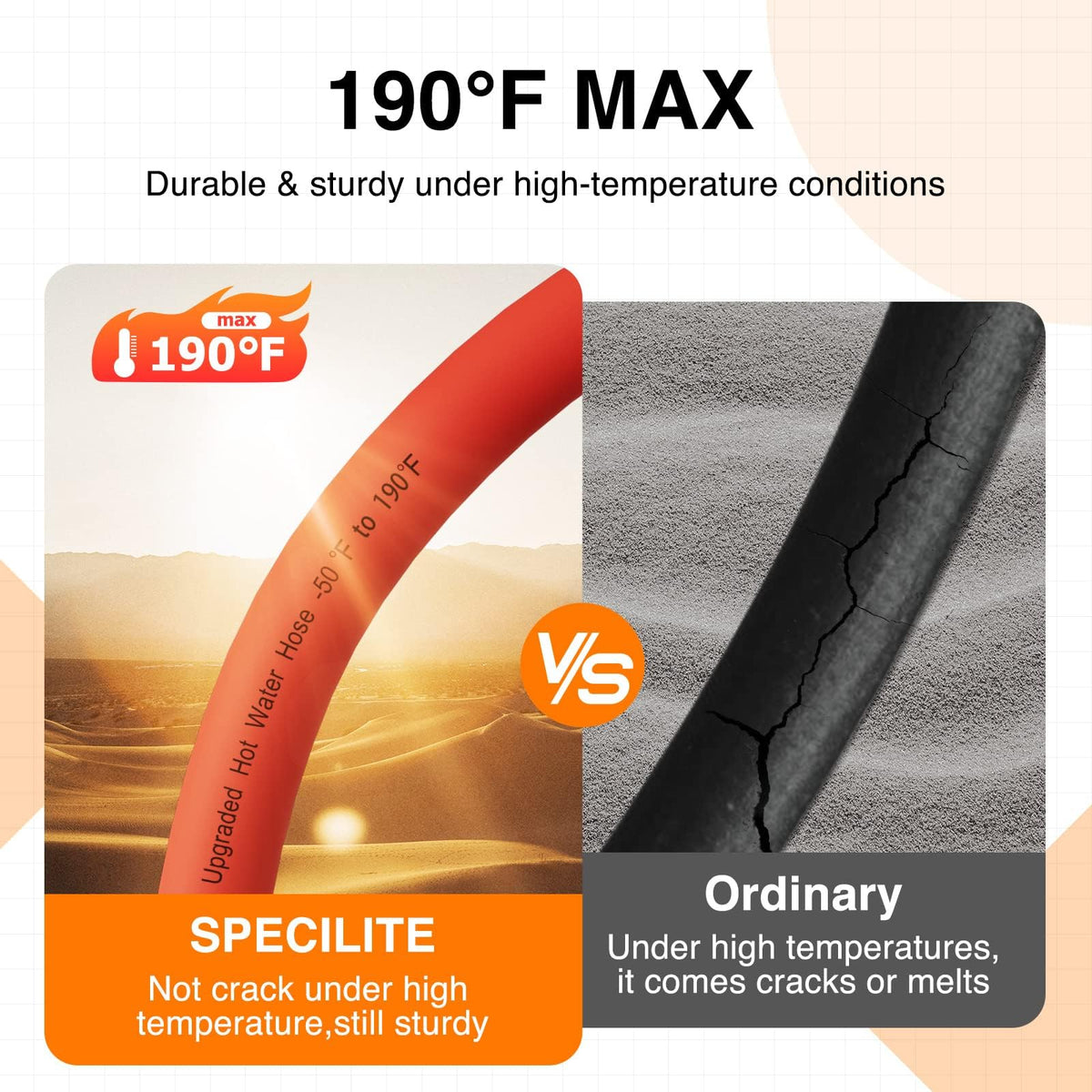 5/8" x 100FT Hot/Cold Rubber Garden Water Hose G283063
