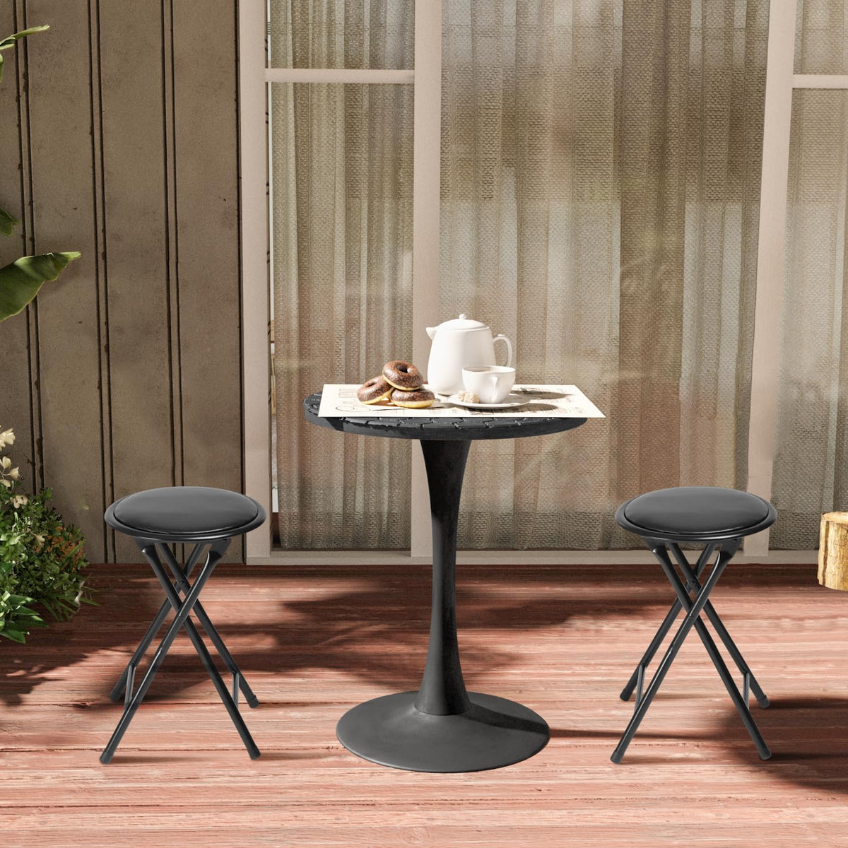 Black 18-Inch Folding Stool H2167