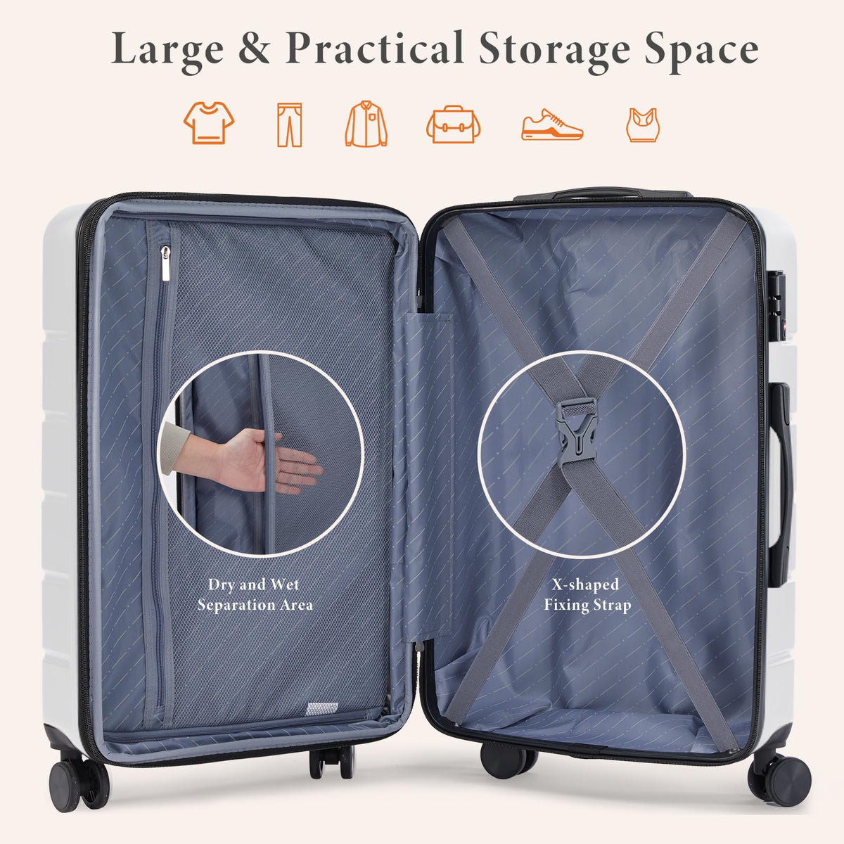 20 Inch Carry On Luggage with Spinner Wheels G24438