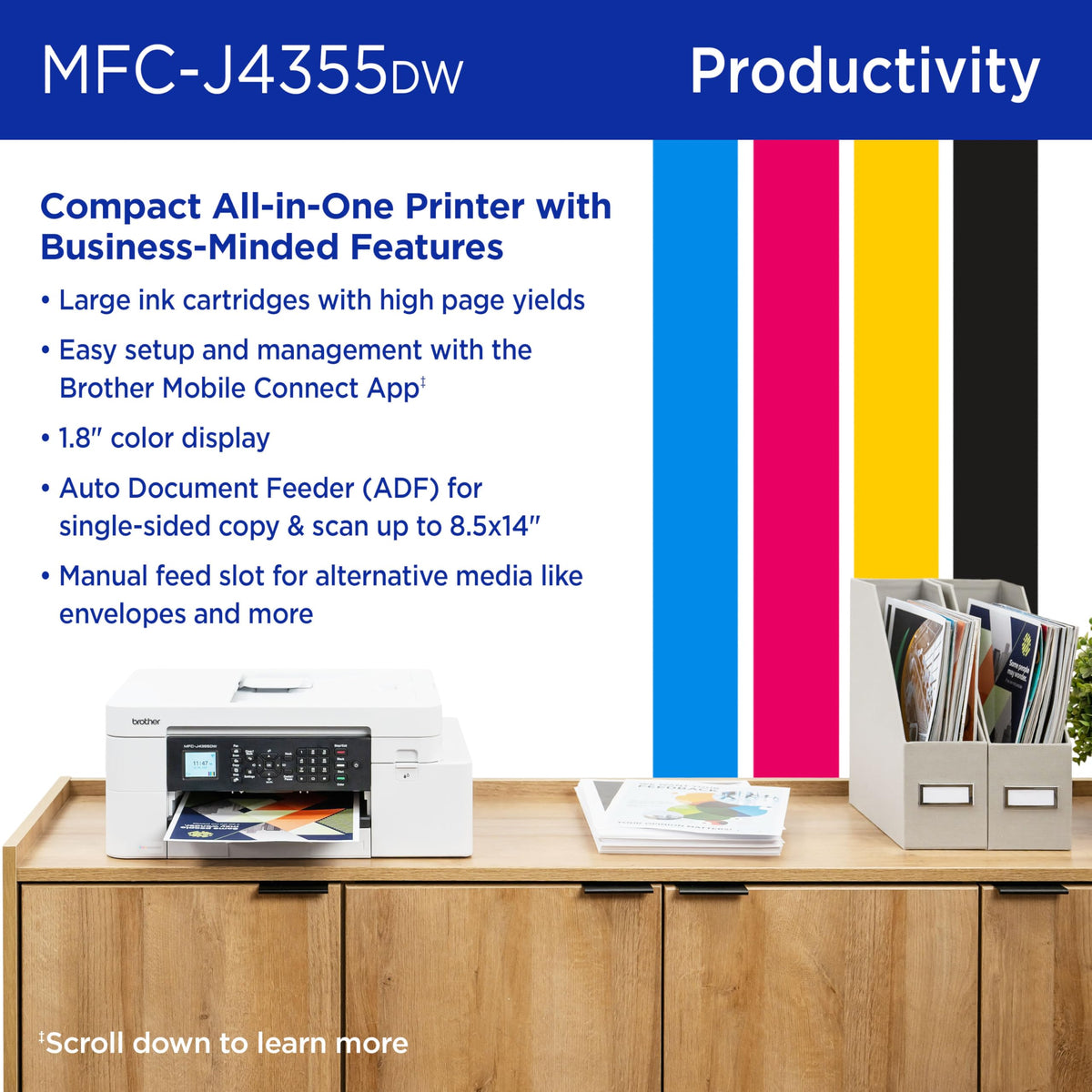 Wireless Color Inkjet All-in-One Printer with Color Display and Manual Feed Slot U795