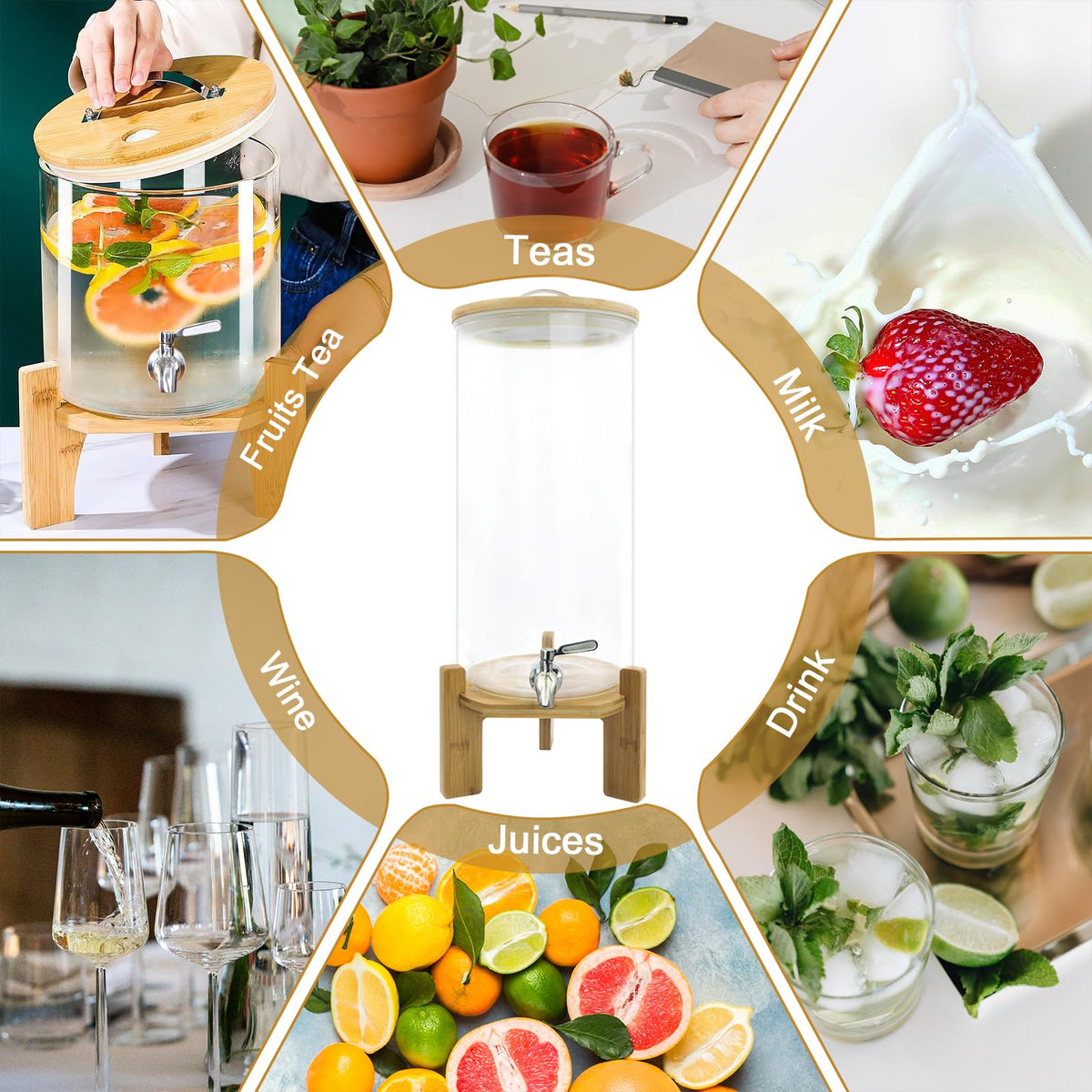 3 Gallon Glass Drink Dispenser with Spigot B930305