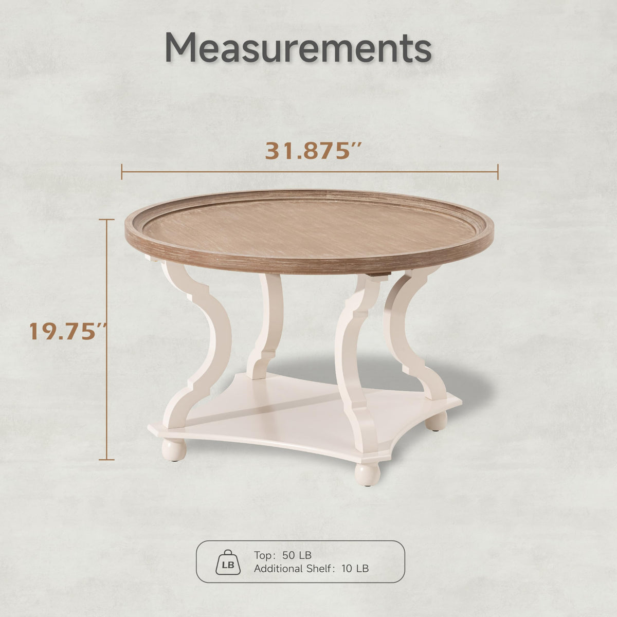 Round White Coffee Table with Tray Top O364345