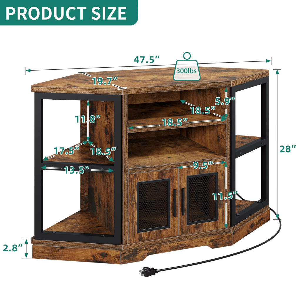 Corner Farmhouse TV Stand with Storage Cabinets P309037