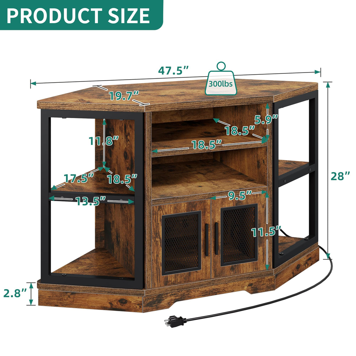 Corner Farmhouse TV Stand with Storage Cabinets P309037