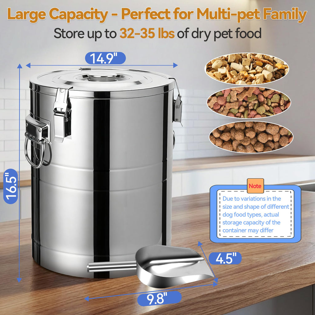 Stainless Steel Dog Food Storage Container with Scoop F8213