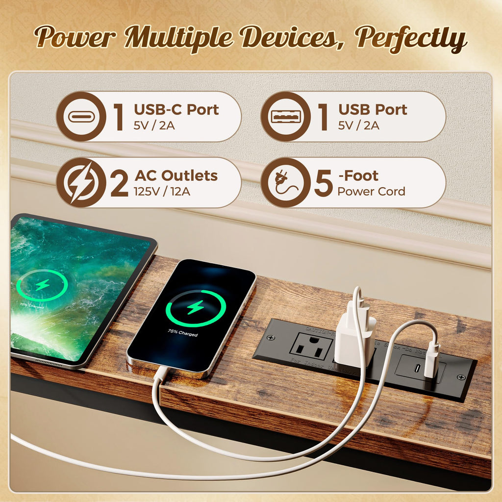 118 Inch Sofa Table with Power Outlets M2660