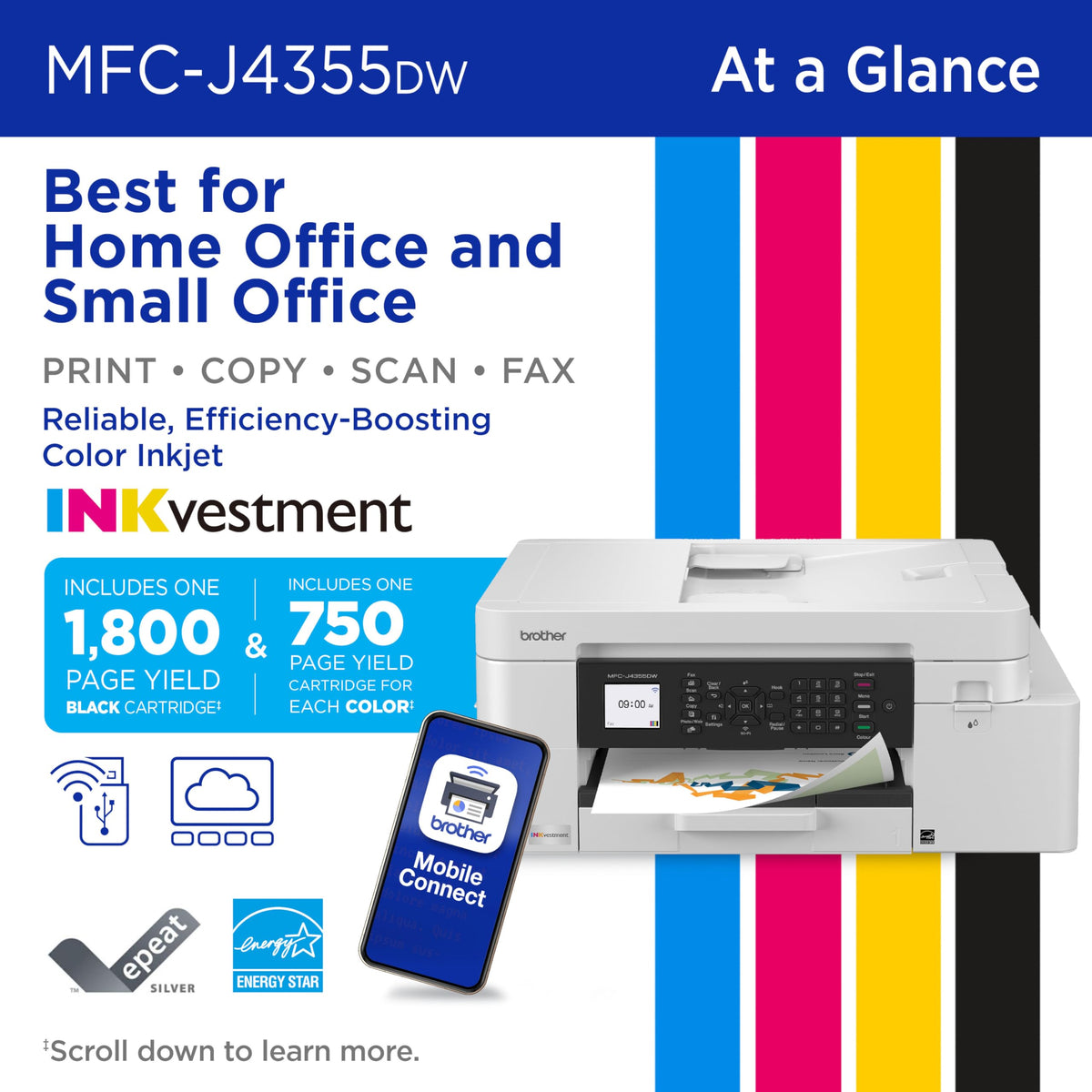 Wireless Color Inkjet All-in-One Printer with Color Display and Manual Feed Slot U795