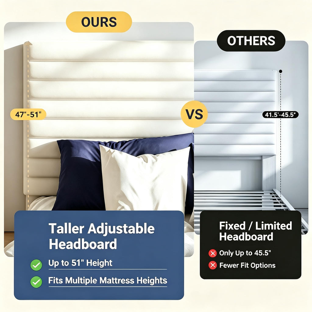 Queen Velvet Upholstered Bed Frame with Adjustable Headboard X6833