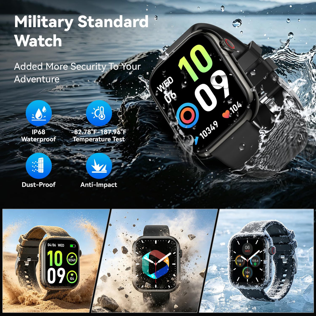 1.85" HD Touchscreen IP68 Waterproof Smart Watch W4507