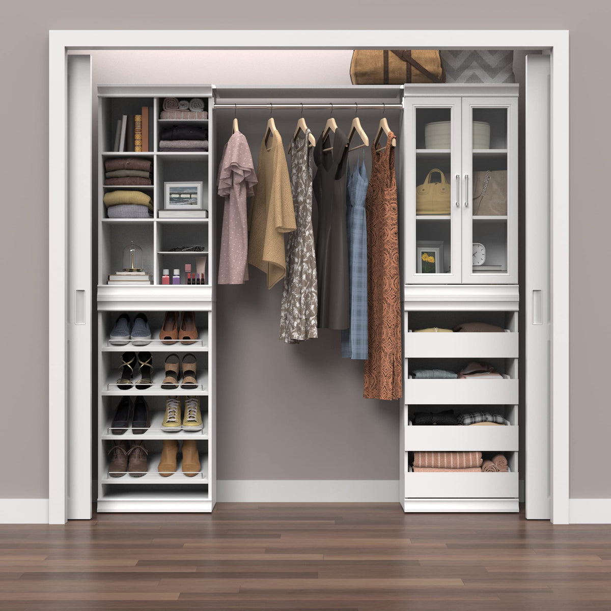 White 4 Drawer Wood Modular Storage Unit T528580